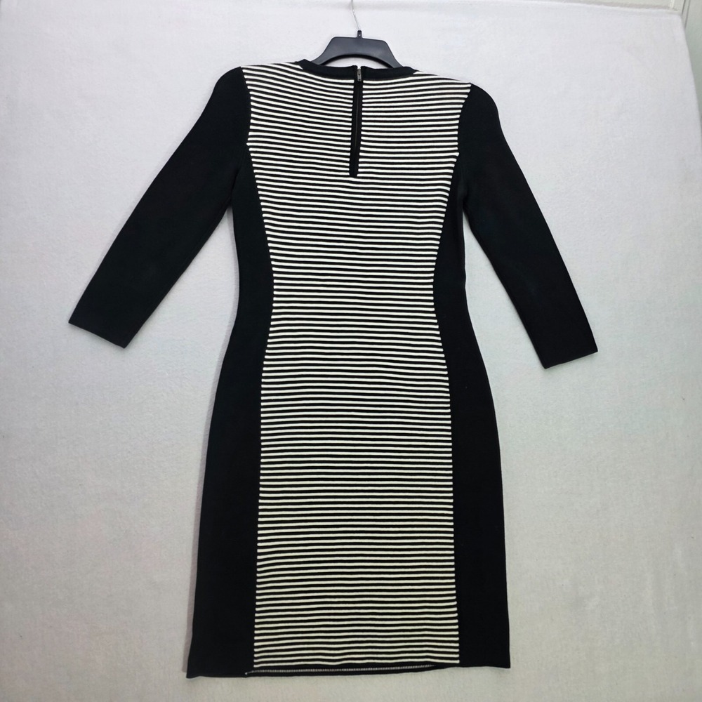 J. McLaughlin Knit Black White Midi Sweater‎ Dress Womens Small Preppy Career - Picture 2 of 8